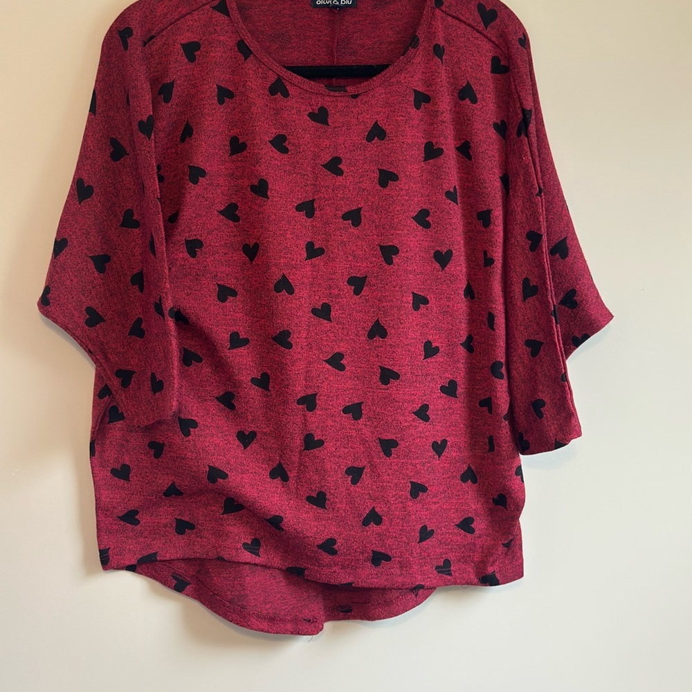 Heart Patterned Red Top